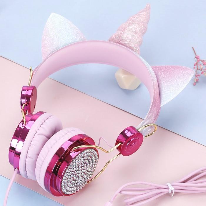 SALE  HEADPHONE KABEL UNICORN DENGAN MIKROFON HEADSET ANAK HADIAH/UNICORN LIMITED EDITION/ BULU