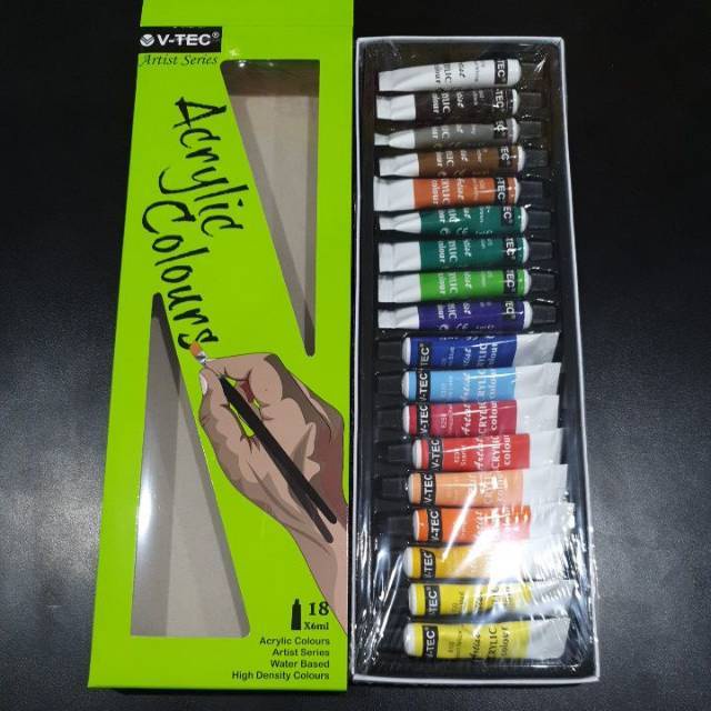 

IK! V-tec Acrylic Paint Set 18 Warna 6 Ml Cat Akrilik