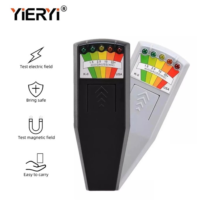 Alat Deteksi Hantu Ghost Hunting Led Meter Magnetic Detector Black