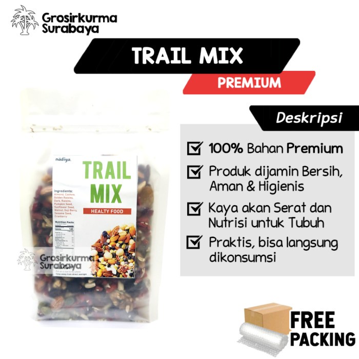 

TRAIL MIX 1KG Kacang Biji Buah Kering Premium Mix Original Organic Kaya Serat Untuk Tubuh Sarapan