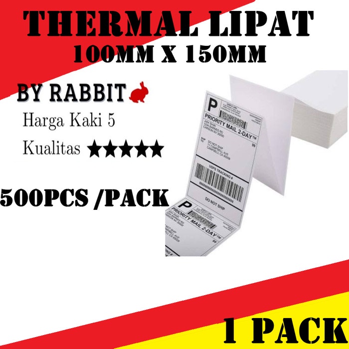 

New Kertas Thermal Sticky Label Lipat Barcode 100mm x 150mm A6 Isi 500 Pcs
