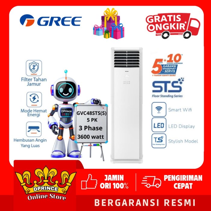 AC GREE FLOOR STANDING 5 PK GVC-48 STS ( S ) ECO AC STANDING 5 PK