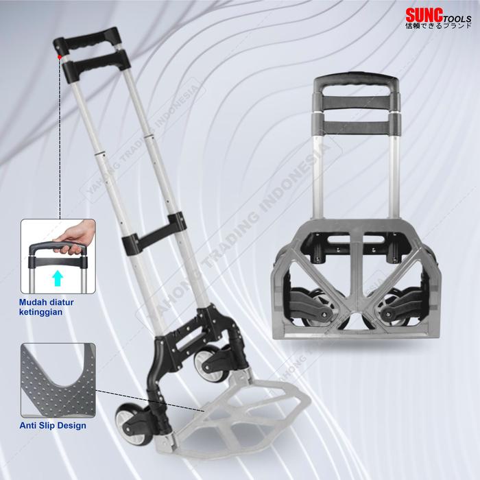 Troli Lipat Teleskopik Aluminium Trolley Lipat Mini Trolly Troli Barang Serbaguna Sunc Tools