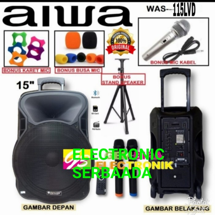 SPEAKER ACTIVE PORTABLE WIRELESS 15" AIWA WAS 115 LVD WAS 115LVD NEW Unit Baru/Segel - Garansi Resmi