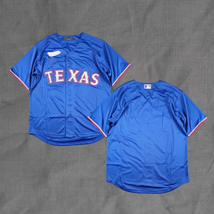 Baju Jersey Baseball MLB Texas Rangers Biru import Quality