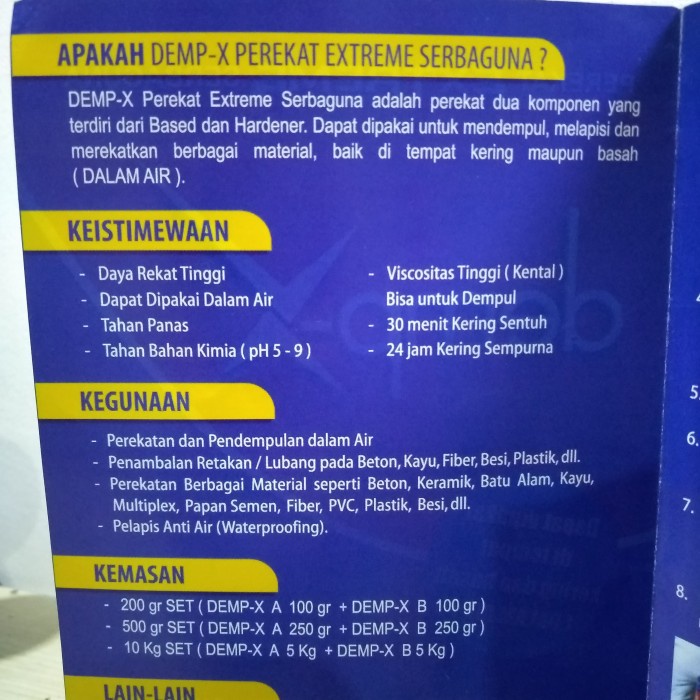 

LEM PEREKAT EXTREME SERBAGUNA DEMPX 500GR KERING DAN BASAH DALAM AIR