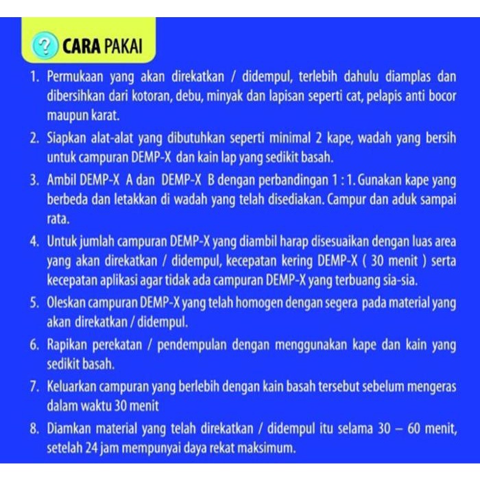 

DEMP X @ 5KG CREAM DEMPX DEMPUL EXTREME SERBAGUNA LEM EMPOXY 10KG