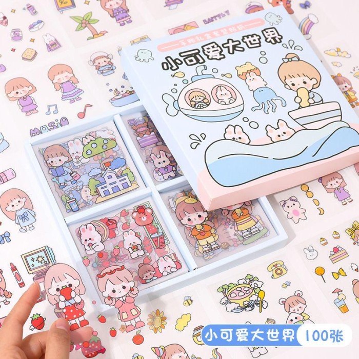 

STIKER AESTHETIC LUCU TRANSPARANT 1 KOTAK ISI 100 LEMBAR / STIKER HP