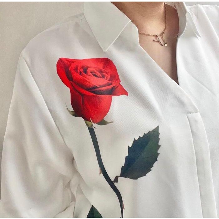 NVR - ROSE ATASAN BLOUSE FASHION REMAJA FASHION MUSLIM PUTIH SHAKILA BAJU WANITA PANJANG