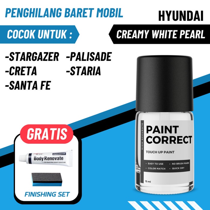 CAT OLES PENGHILANG BARET MOBIL HYUNDAI CREAMY WHITE PEARL PUTIH