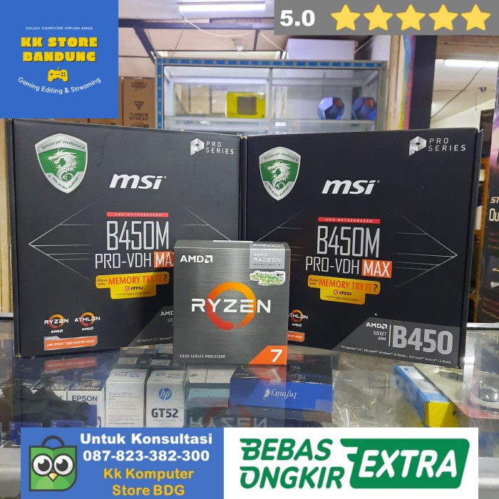 Ready PAKET PROCESSOR AMD RYZEN 7 5700G + MOTHERBOARD MSI B450M PRO-VDH MAX