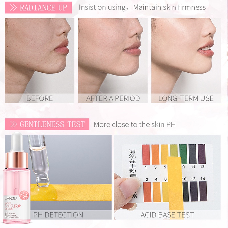 IMPORT LAIKOU 17ML JAPAN SAKURA SERUM NOURISH ESSENSE OIL CONTROL PURE 24K GOLD VITAMIN C HYALURONIC