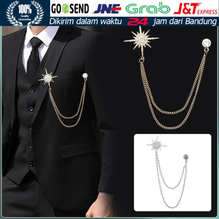 Modrico- Rantai Beskap Bros Rantai Pin Bros Jas Topeng Rantai Aksesoris Jas
