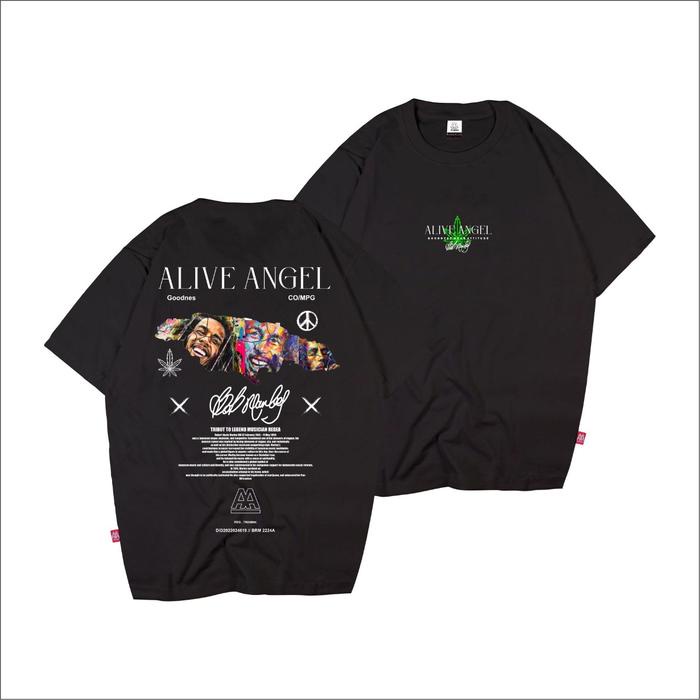 Styla-KAOS BOB MARLEY / Tshirt Distro Original Pria Wanita / Alive Angel Goodness Baju / Tshirt