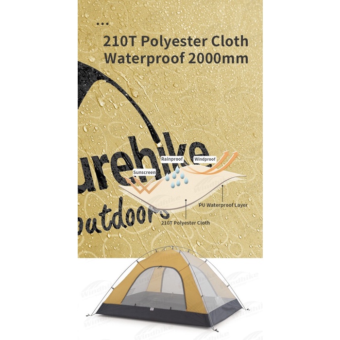 TENDA 2P LIGHT NATUREHIKE NH18Z022-P 2 ORANG P-SERIES ALUMINIUM POLE ALLOY KEMAH HIKING CAMPING