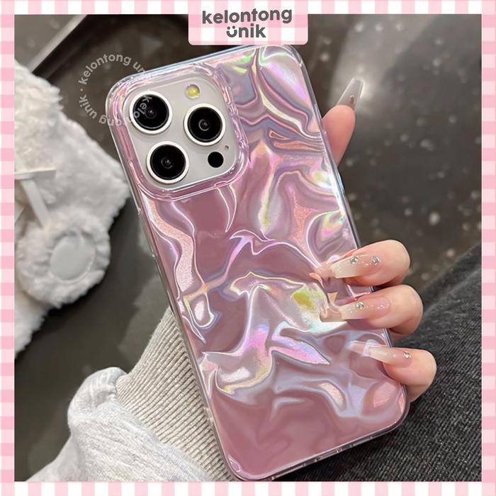 KELONTONG UNIK GLENNA Classy Pink Ombre Hologram Case - Hardcase/ Casing HP for iPhone X XS XR XSMAX
