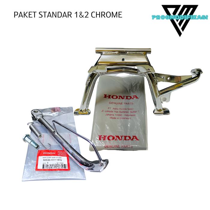 Paket Standar Samping Tengah Chrome Beat Karbu Chrome Standar 1 dan 2 PNp Scoopy Vario 125 150 DLL
