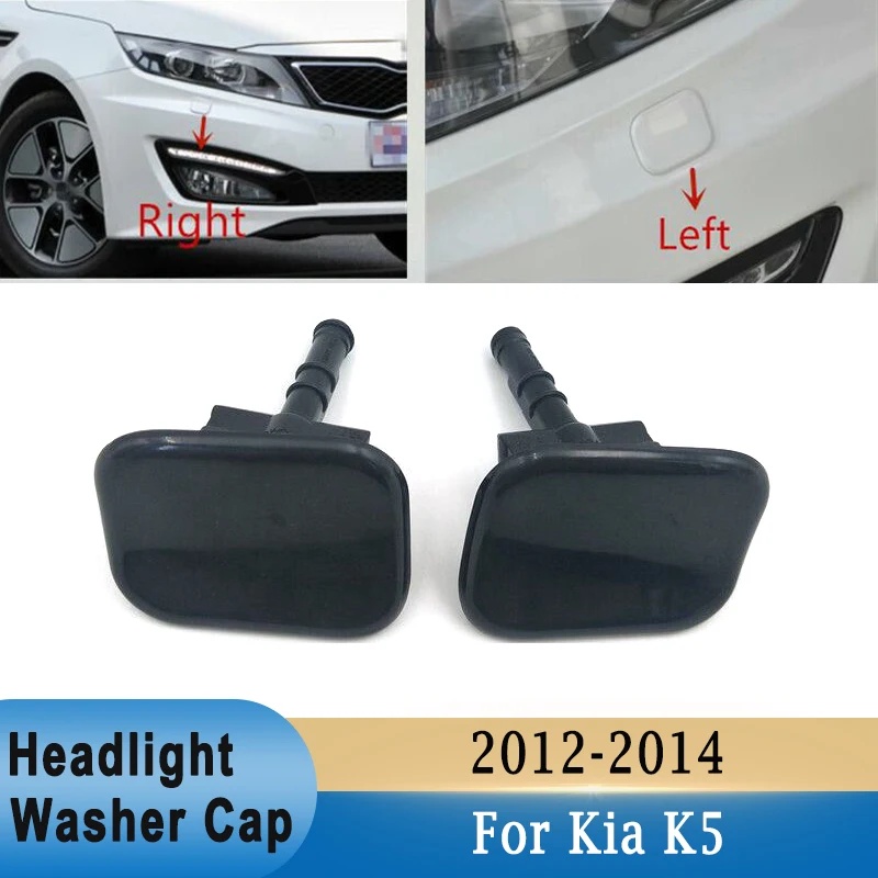 Left & Right Front Bumper Headlight Washer Nozzle Spray Jet Cover Cap for Kia K5 2012 - 2014 Replace