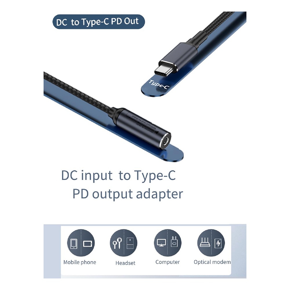 ABRI_DC Female Input to USB C PD Male Power Charging Cable,100W DC4506 Type-C Charging Cable for Pho