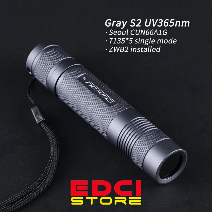 Senter Convoy S2 UV-A 365nm with ZWB2 Filter - Grey