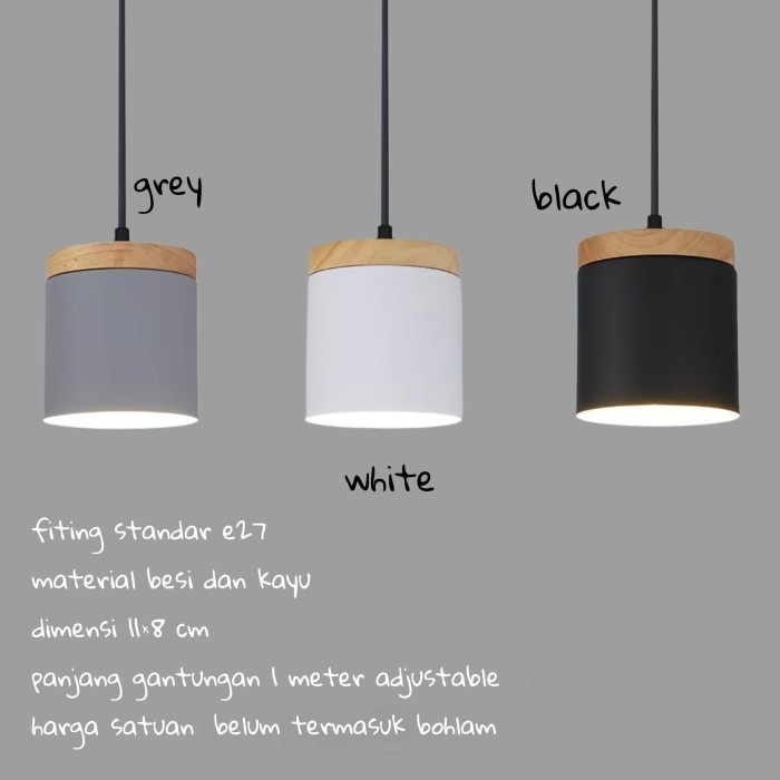 Lampu Gantung Minimalis kayu besi Macaron lampu gantung mini bar