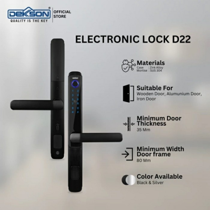 Dekkson Smart Door Digital Lock Kunci Pintu Handle EL D22 Black