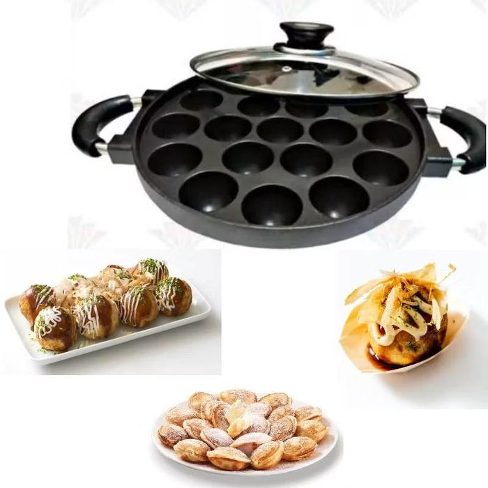 Cetakan Takoyaki 19 Lubang / Teflon Takoyaki 19 Lubang HAPPYCALL + TUTUP KACA