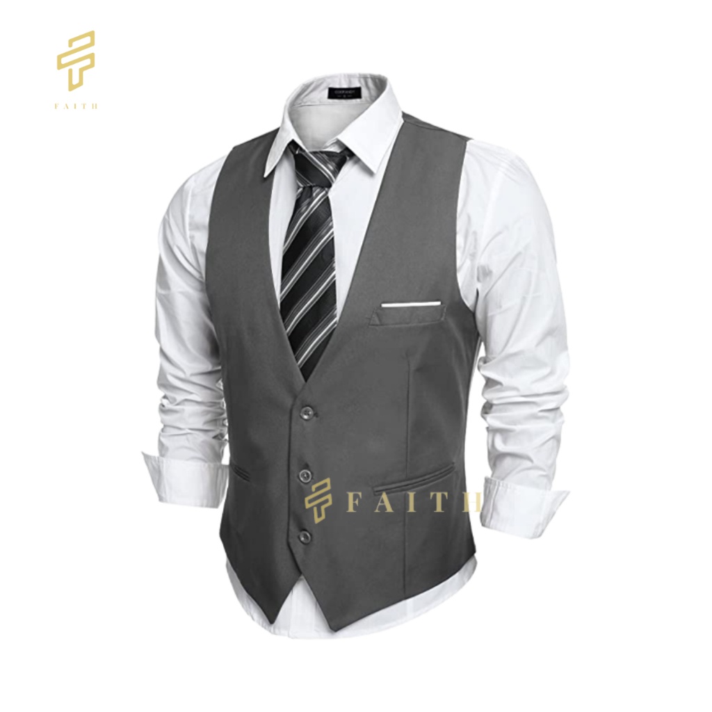 Faith - Rompi Jas Dewasa Warna Abu Tua Rompi Jas Pria Dewasa Vest Pria Rompi Pria