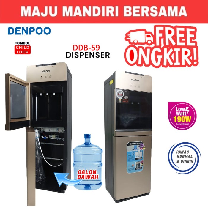 DISPENSER GALON BAWAH AQUAZONE FILTER DENPOO DDB59