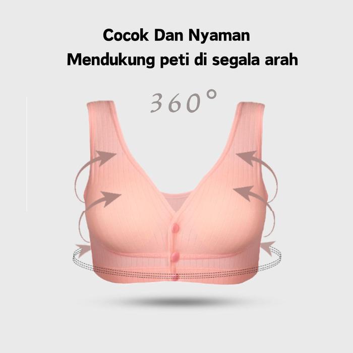 HIZA.STORE BRA MENYUSUI BRA KANCING DEPAN TANPA CINCIN BAJA KANCING DEPAN KATUN BRA WANITA 1018 ABU
