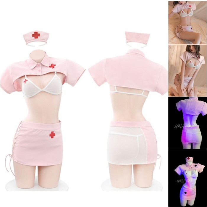 Sexy Lingerie Seksi Cosplay Custom + G String Nurse Perawat Suster Sexy Baju Lingere Dinas Malam