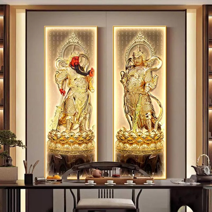 Lukisan Porcelain Painting Diamond Kwan Kong Dewa Perang Buddhist Painting Dewa Cina LED
