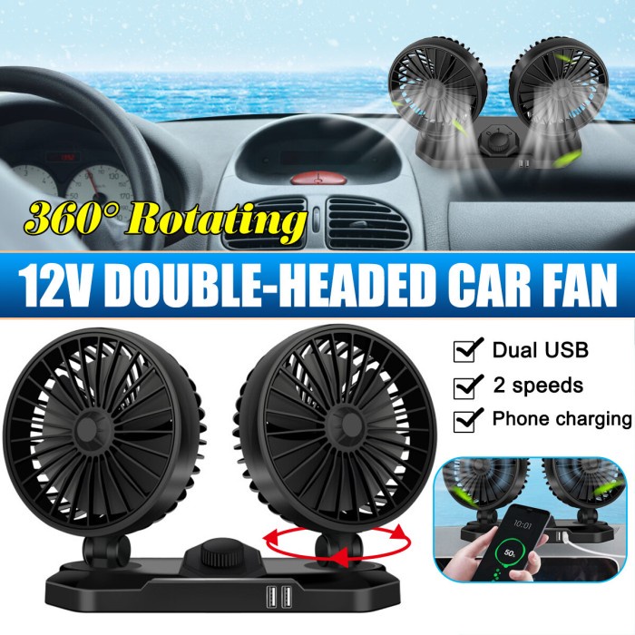{{{{{{] Kipas Angin Mobil Dc 12V 24V Usb Bisa Cas Charger
