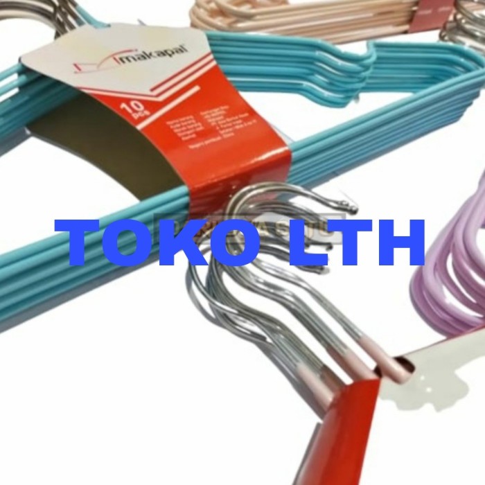10 PC GANTUNGAN HANGER BAJU DEWASA KAWAT STAINLESS LAPIS KARET PLASTIK
