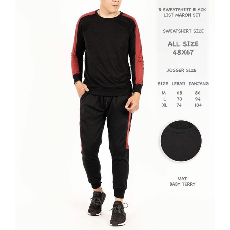 Baju Set Pria Keren Sweater Training (Dapat Baju + Celana)