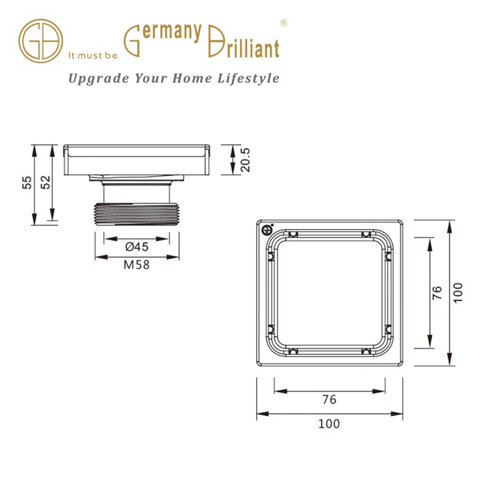 Limited Floor Drain Gb01-Sm Germany Briliant