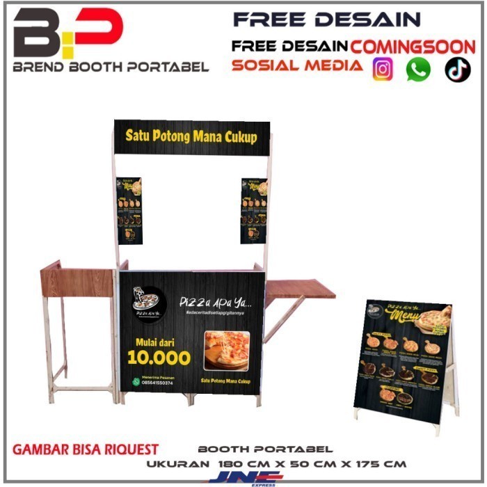 Booth Lipat 180x50x175 Gerobak Lipat Ringan / Meja Jualan Portable / Booth Portable / Booth Makanan