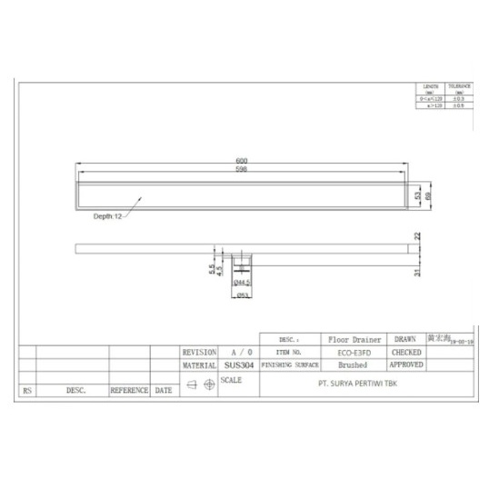 Grosir Smart Floor Drain Panjang Eco E3Fd Linear Floor Drain