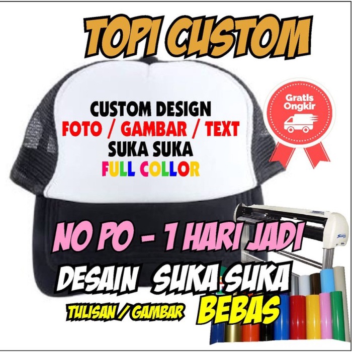 Cap- Topi Custom Logo Sendiri Sablon Topi Trucker Jaring