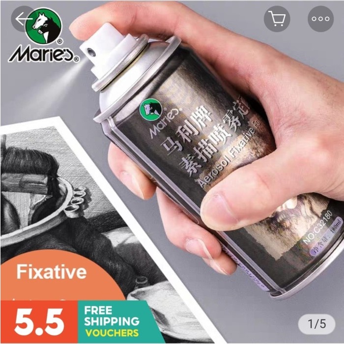 

~~~~~] maries fixative 180 ml for sketches art supplies kaleng abu tua untuk pensil warna pensil