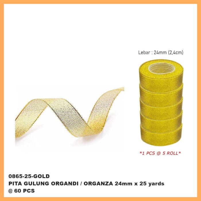 

] pita emas 1 inch( 24 mm) x 25 yard satuan