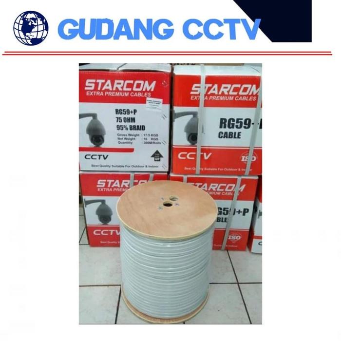 Terlaris Kabel Rg59+Power Starcom 300 Meter Kualitas Bagus / Kabel Cctv 1Roll