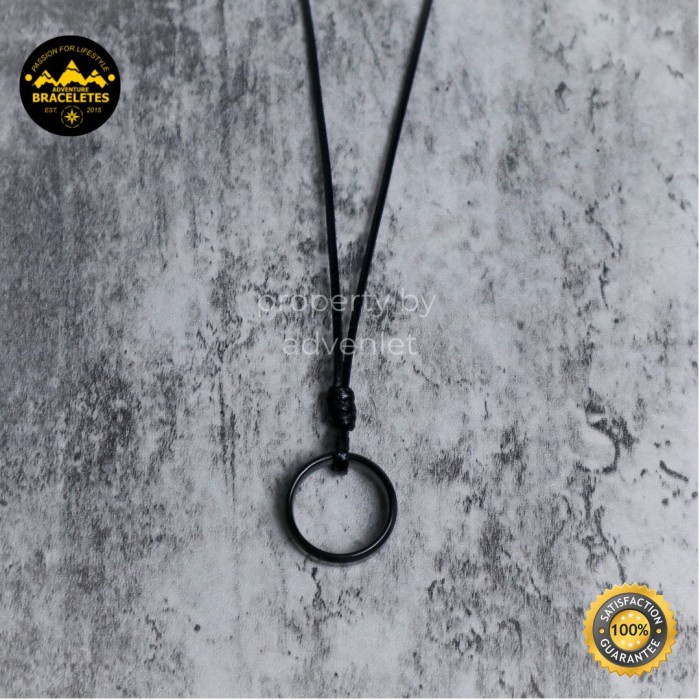 WTS- Kalung Pria/Kalung Cincin/Kalung Cowo Liontin Cincin Warna Hitam