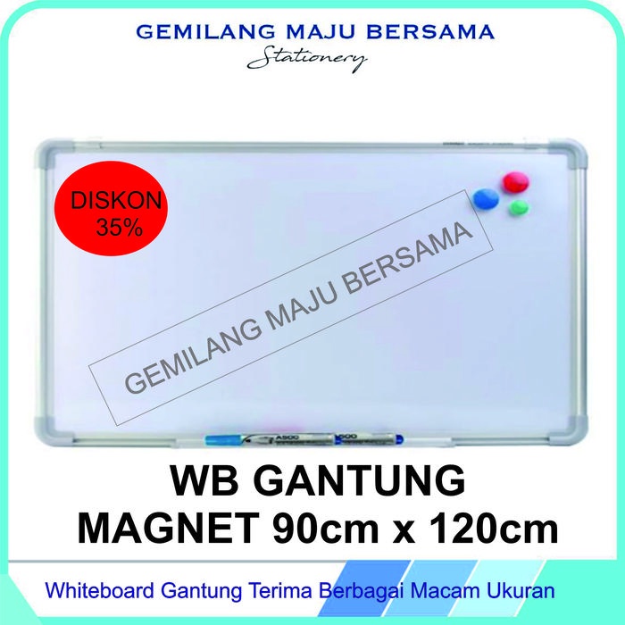 

Ready Whiteboard / Papan Tulis Gantung Dinding 90 X 120 ( Magnet / Non Magnet )