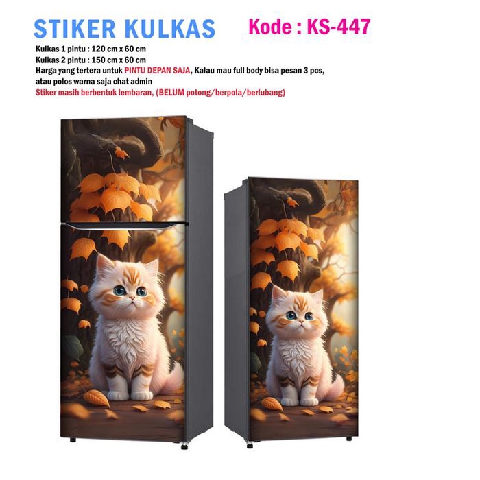 Stiker Kulkas 1 Pintu dan Sticker Kulkas 2 pintu Kucing Lucu