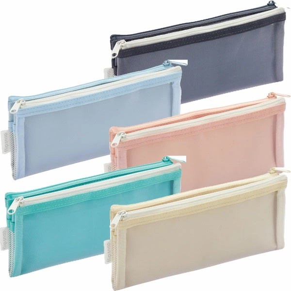 

Ready Raymay Flip Snap Mesh Pencil Case Kotak Pensil Slim Pen Case Storage Pouch Fy1236