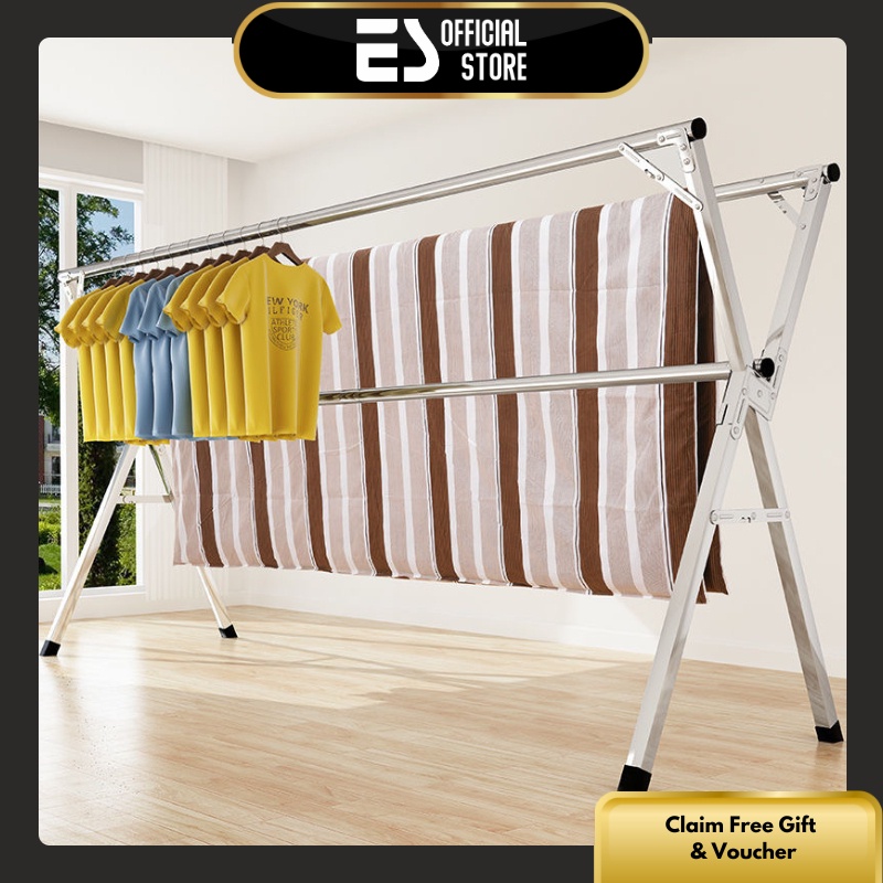 ES JEMURAN BAJU LIPAT TIANG JEMURAN PAKAIAN KUAT TEMPAT JEMURAN BAJU PORTABLE GANTUNGAN BAJU