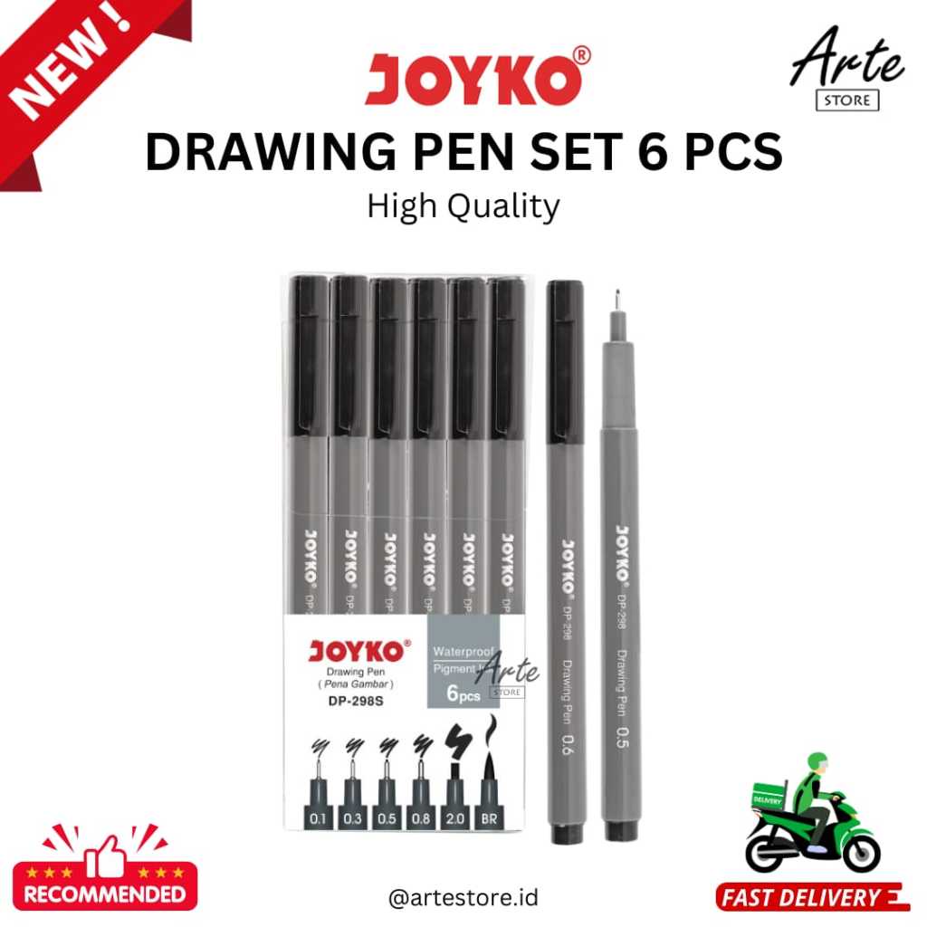 

Pena Gambar - Joyko Drawing Pen Set 6 pcs Dw05