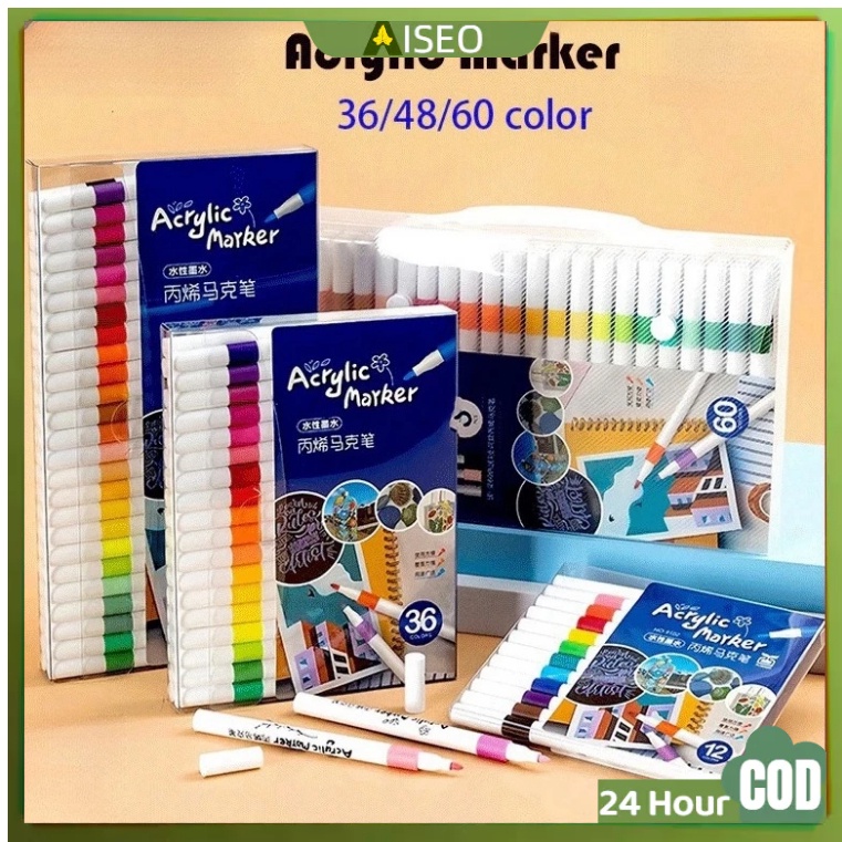 

COD36/48/60/80 Colors Pen Akrilik Marker Warna Cepat Kering Tahan Air / Spidol Acrylic Painter /
