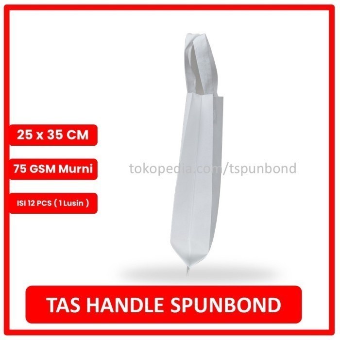 [Expert] Tas HLS / Tas Handle Spunbond ukuran 25x35 Lusinan - Warna Putih